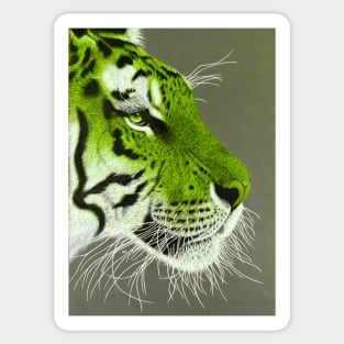 Lime green and white tiger Sticker